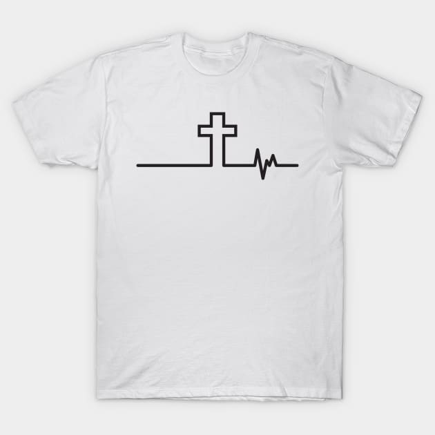 Cross Heartbeat 2 Black - Finding Jesus T-Shirt by DPattonPD